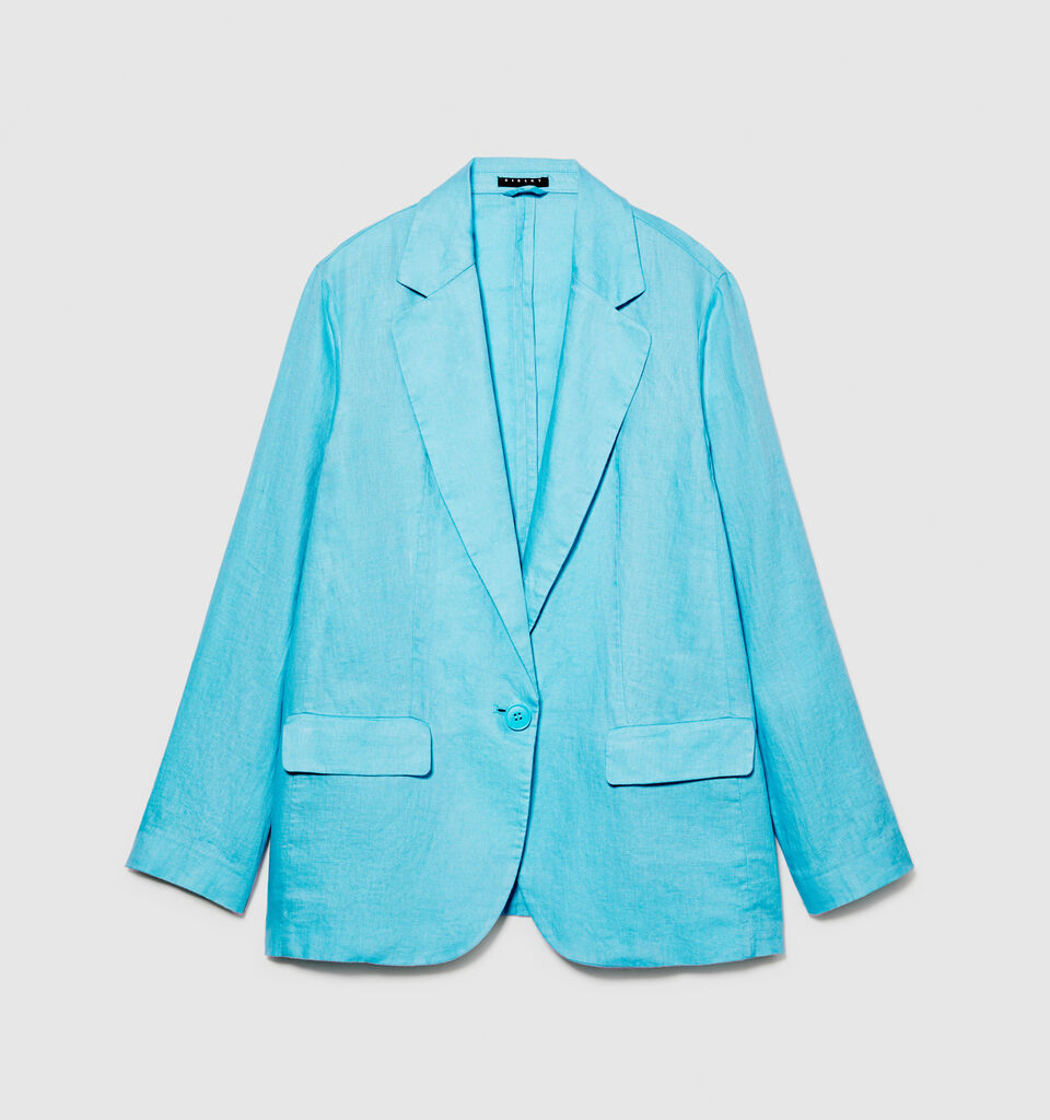 100% linen blazer - women's blazers - Turquoise | Sisley image number 6